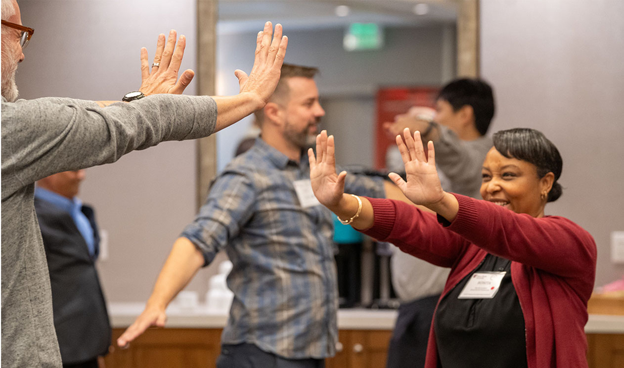 Participants doing mirror exercise