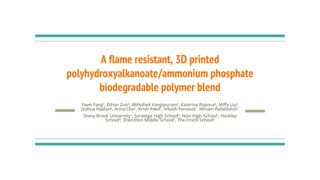 A Flame Resistant 3D Printed Polyhydroxyalkanoate+Ammonium Phosphate Biodegradable Polymer Blend