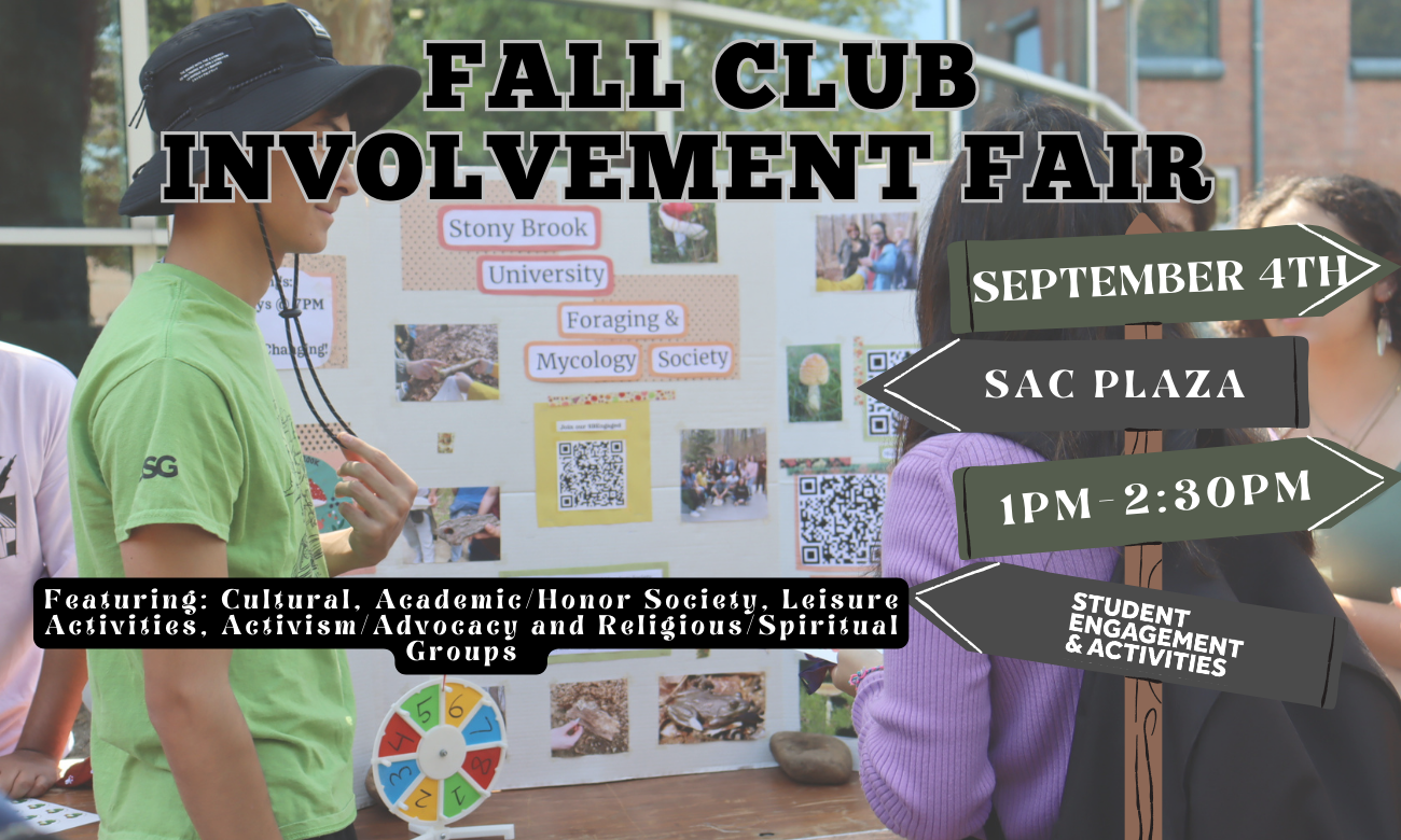 Students in foraging and mycology club showcase their organization; involvement fair is hosted on Sept 4th from 1:00-2:30PM at the SAC Plaza