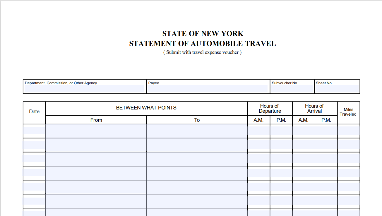 Non-Employee Statement of Automobile Travel