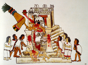 Aztec human sacrifice depicted in the CDodex Magliabechiano